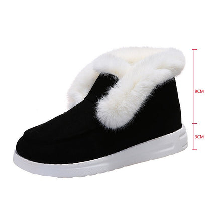 Autumn and Winter New Large Suede Warm keeping Cotton Shoes Casual Snow Shoes Low top Suede Cotton Shoes Women - Free Shipping - Aurelia Clothing