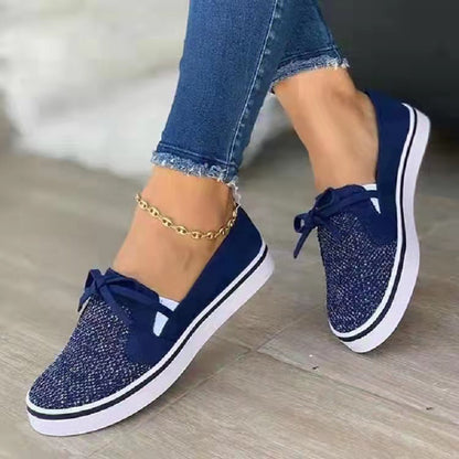 Casual Flying Woven Women's Shoes New Rhinestone Women's Shoes Flat Bow Slip-On Shoes - Free Shipping - Aurelia Clothing