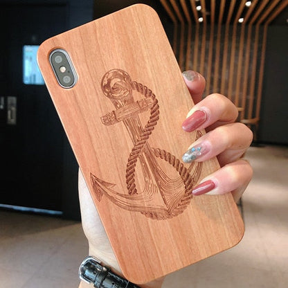 Laser Engraving Real Wood Cell Phone Case for iPhone XS MAX XR 7 8PLUS X Wooden Unique Shock Customized Bamboo Phone Cover Shell -  Free Shipping - Aurelia Clothing