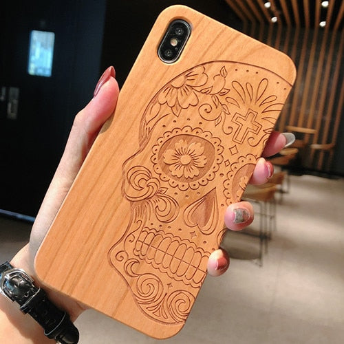 Laser Engraving Real Wood Cell Phone Case for iPhone XS MAX XR 7 8PLUS X Wooden Unique Shock Customized Bamboo Phone Cover Shell -  Free Shipping - Aurelia Clothing