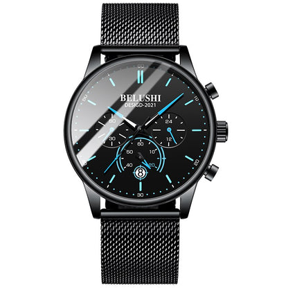 BELUSHI Watch Men Luxury Brand Famous Male Watch Black Watches Ultra Thin Milan Belt Stainless Steel Quartz Men Wrist Watch - Free Shipping - Aurelia Clothing