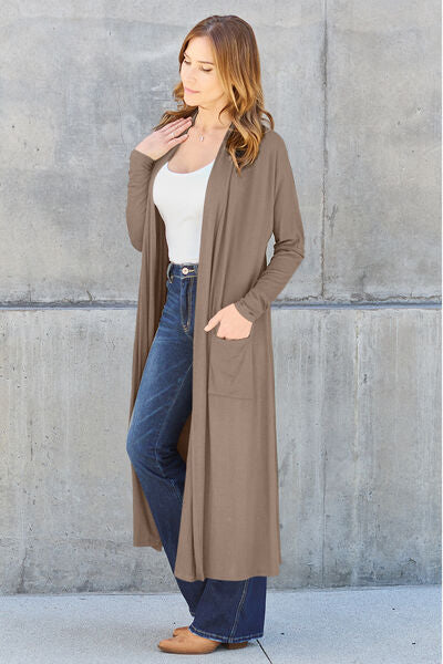 Basic Bae Full Size Open Front Long Sleeve Cover Up - Aurelia Clothing