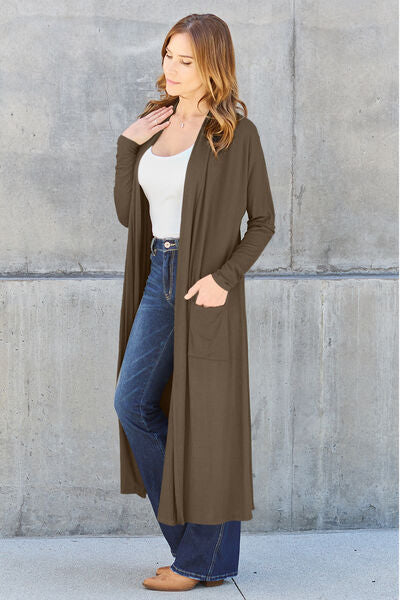 Basic Bae Full Size Open Front Long Sleeve Cover Up - Aurelia Clothing