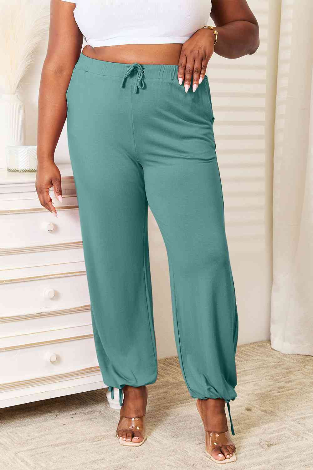 Basic Bae Full Size Soft Rayon Drawstring Waist Pants with Pockets - Aurelia Clothing