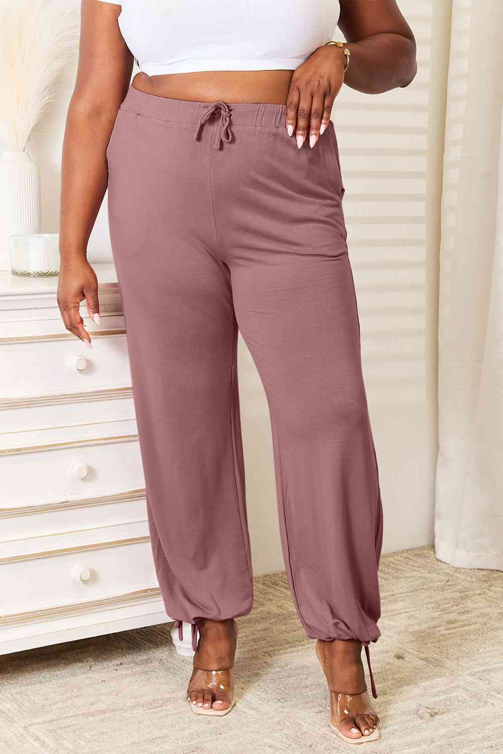 Basic Bae Full Size Soft Rayon Drawstring Waist Pants with Pockets - Aurelia Clothing