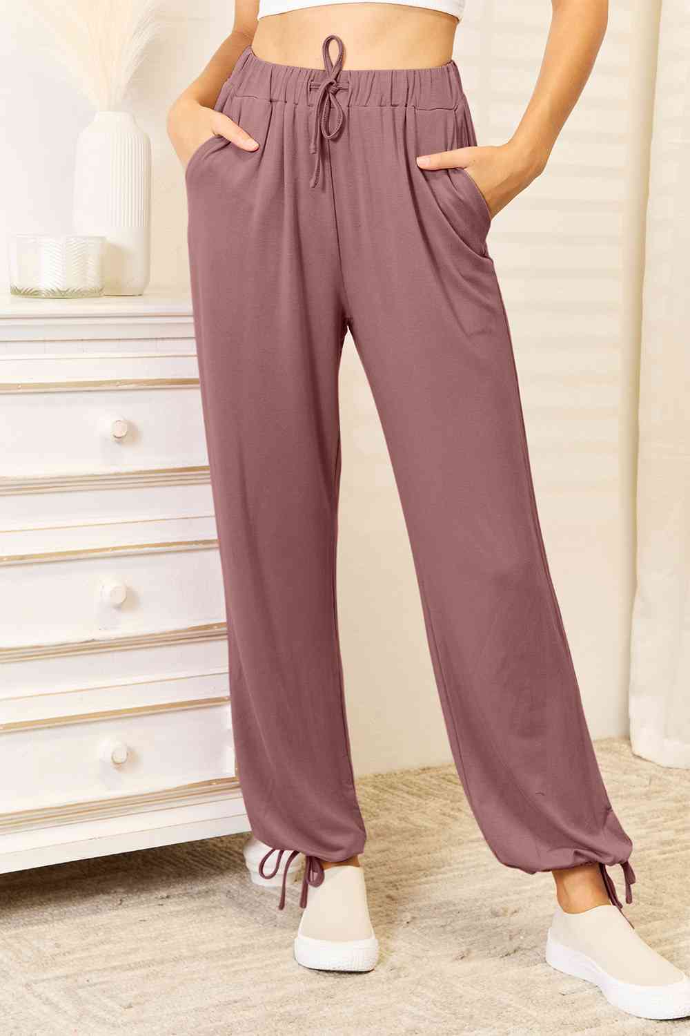 Basic Bae Full Size Soft Rayon Drawstring Waist Pants with Pockets - Aurelia Clothing