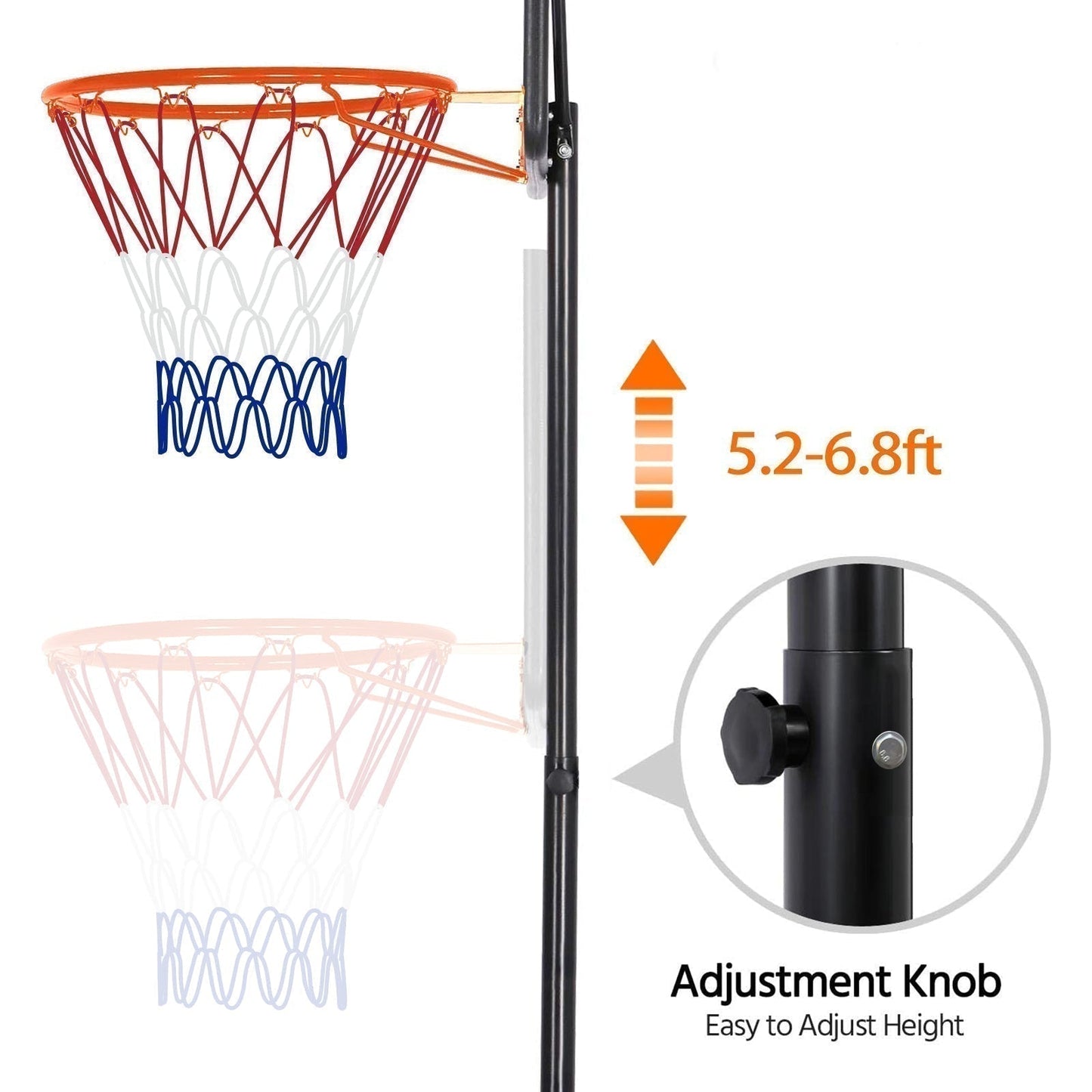 Basketball Hoop Outdoor 5.2 Ft to 6.8Ft Adjustable Basketball Goal with 32 - Free Shipping - Aurelia Clothing