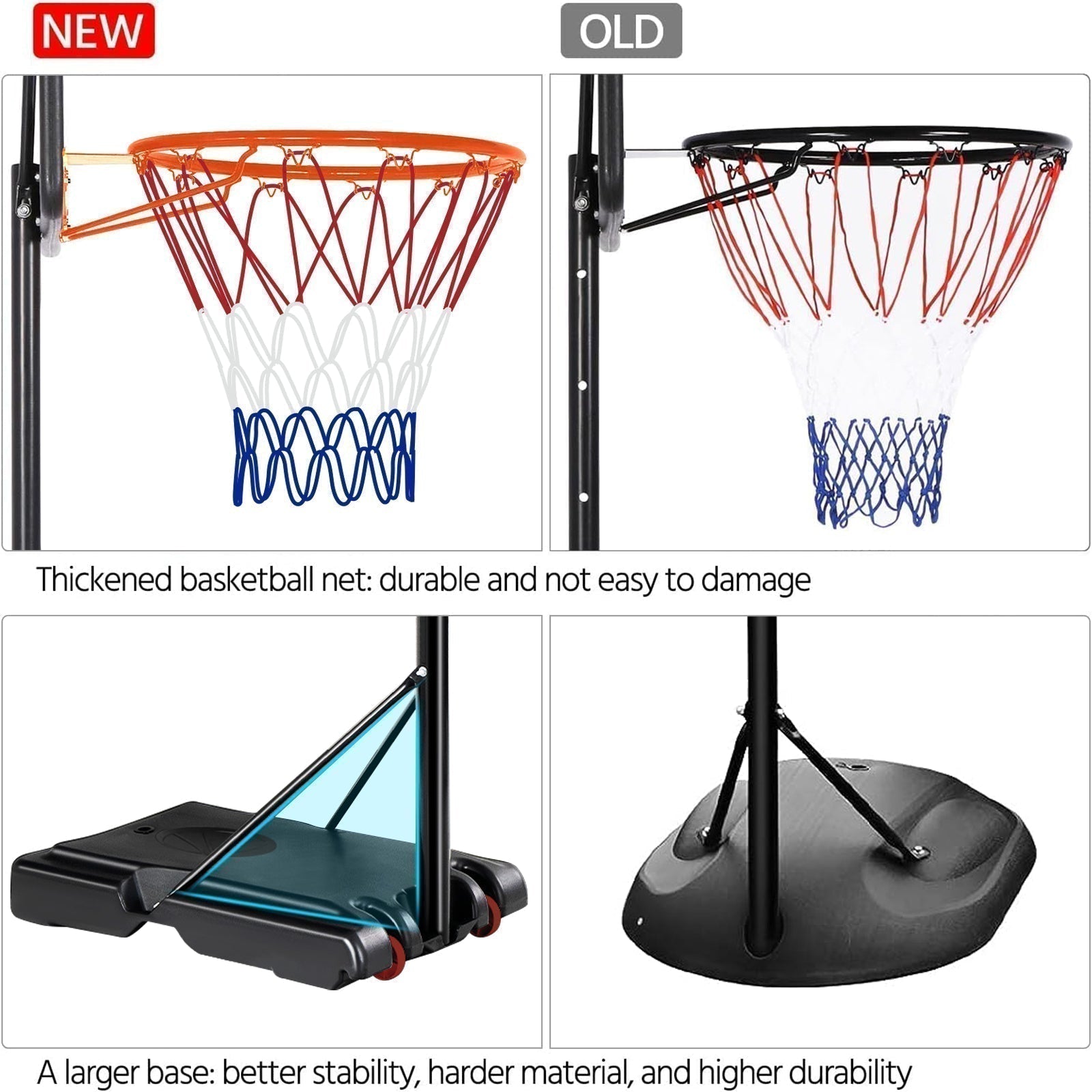 Basketball Hoop Outdoor 5.2 Ft to 6.8Ft Adjustable Basketball Goal with 32 - Free Shipping - Aurelia Clothing