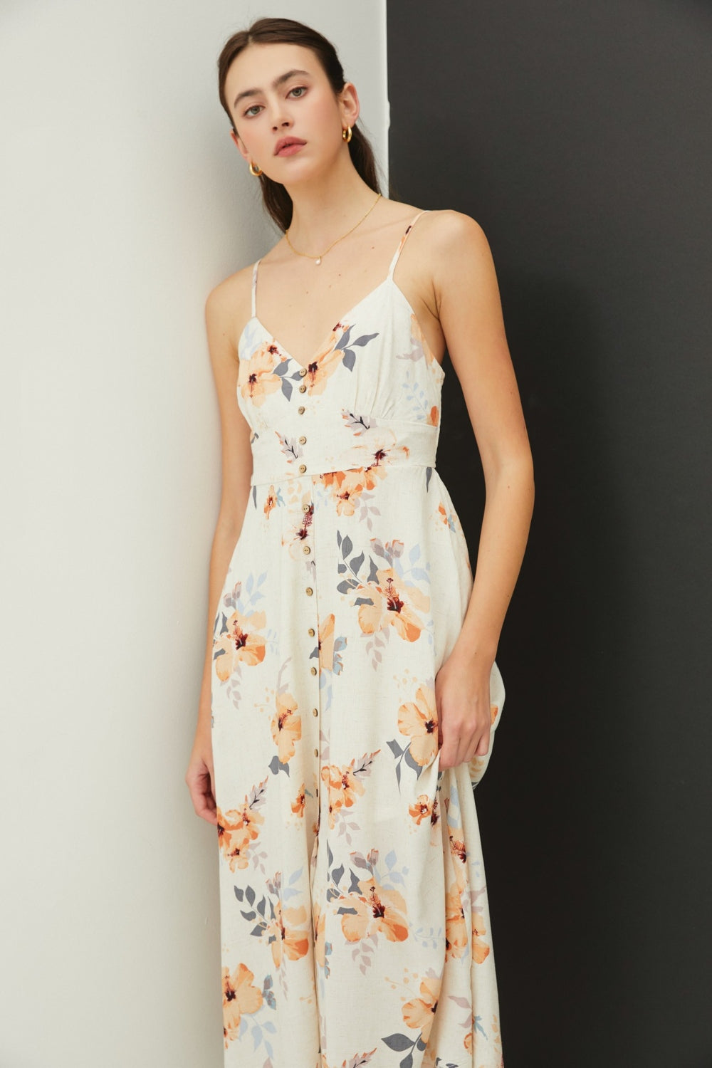 Be Cool Floral Button Down Cami Midi Dress - Aurelia Clothing