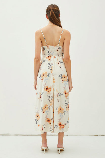 Be Cool Floral Button Down Cami Midi Dress - Aurelia Clothing