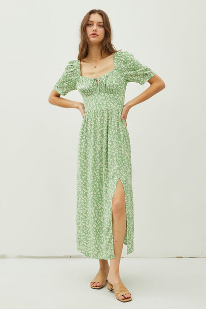 Be Cool Floral Smocked Back Slit Dress - Aurelia Clothing