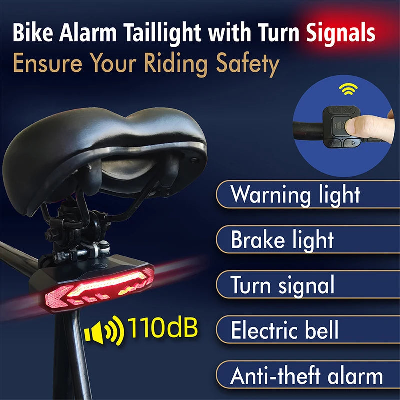 Bike Alarm Tail Light with Turn Signals Multifunctional Waterproof USB Rechargeable  Electric Bell Bicycle Lamp Bike Rear Light - Free Shipping - Aurelia Clothing