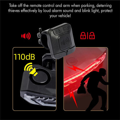 Bike Alarm Tail Light with Turn Signals Multifunctional Waterproof USB Rechargeable  Electric Bell Bicycle Lamp Bike Rear Light - Free Shipping - Aurelia Clothing