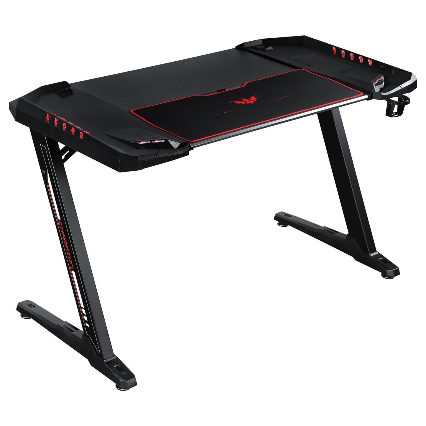 Black Gaming Desk with LED Lighting - Free Shipping - Aurelia Clothing