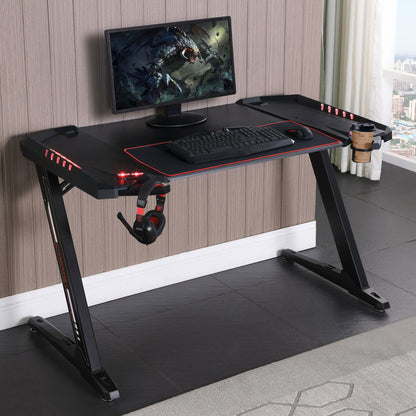 Black Gaming Desk with LED Lighting - Free Shipping - Aurelia Clothing