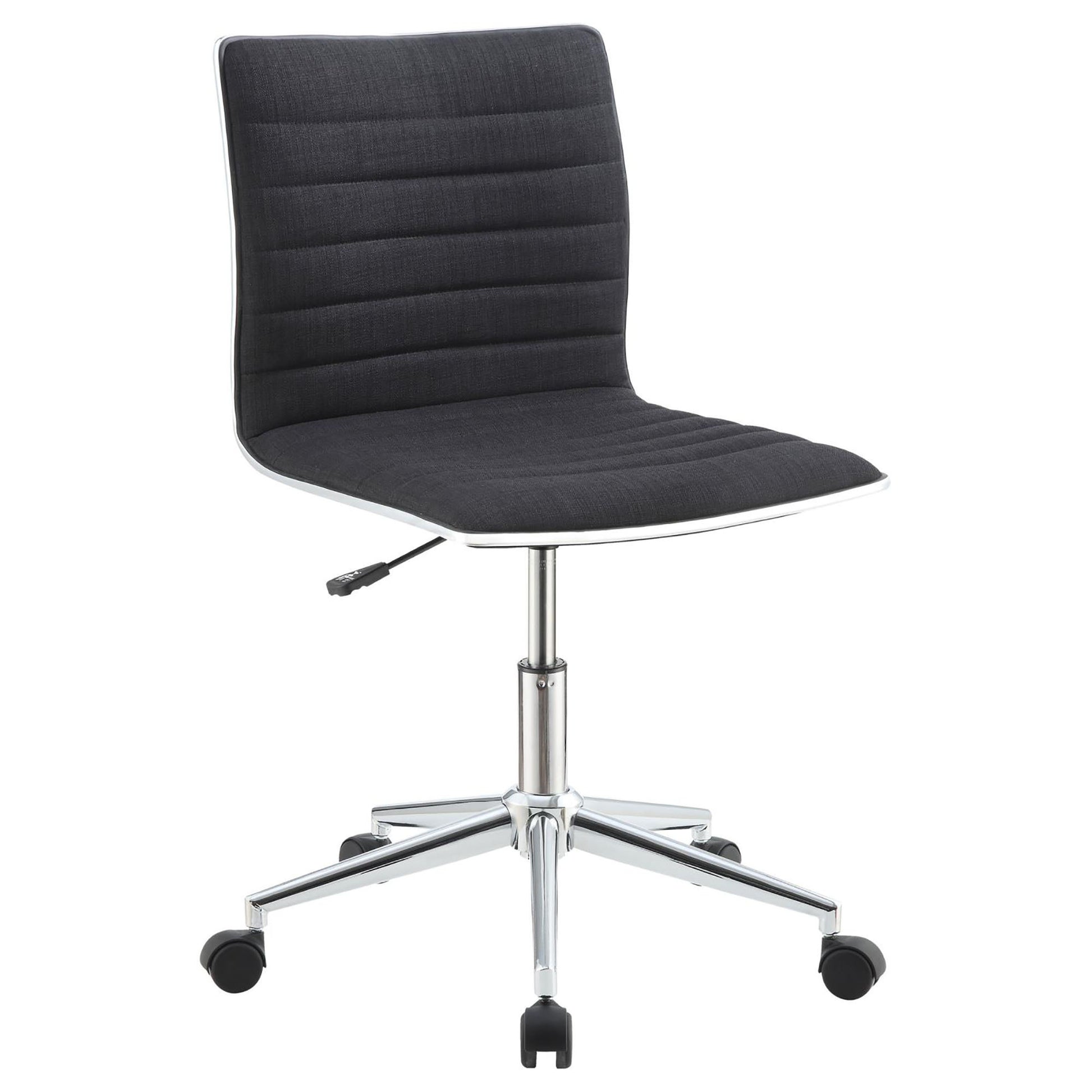 Black and Chrome Armless Office Chair with Casters - Free Shipping - Aurelia Clothing