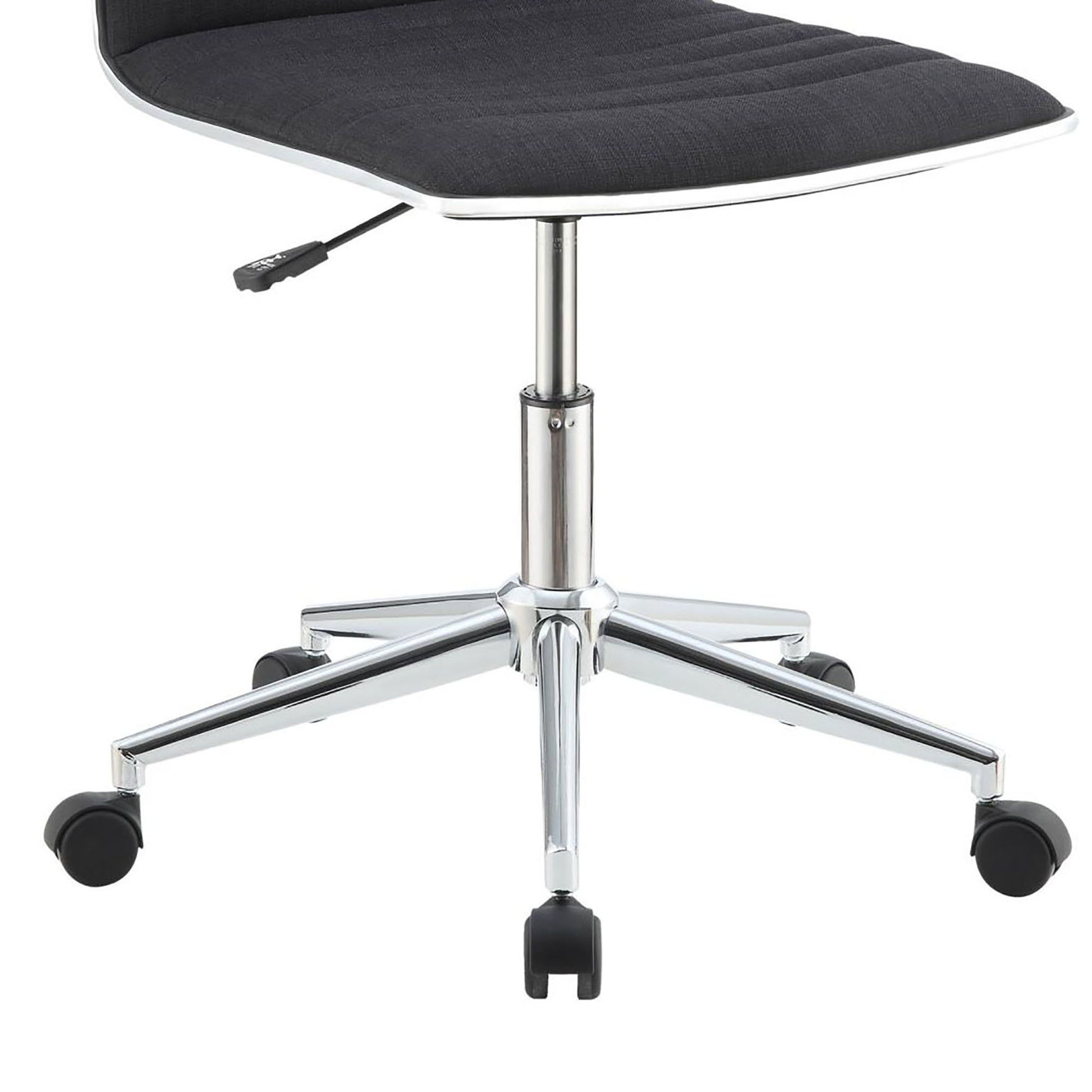 Black and Chrome Armless Office Chair with Casters - Free Shipping - Aurelia Clothing