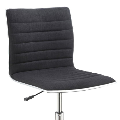 Black and Chrome Armless Office Chair with Casters - Free Shipping - Aurelia Clothing