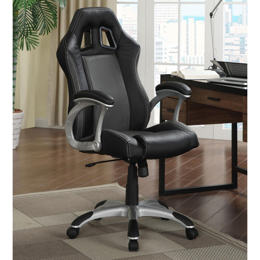 Black and Grey Swivel Office Chair with Casters - Free Shipping - Aurelia Clothing