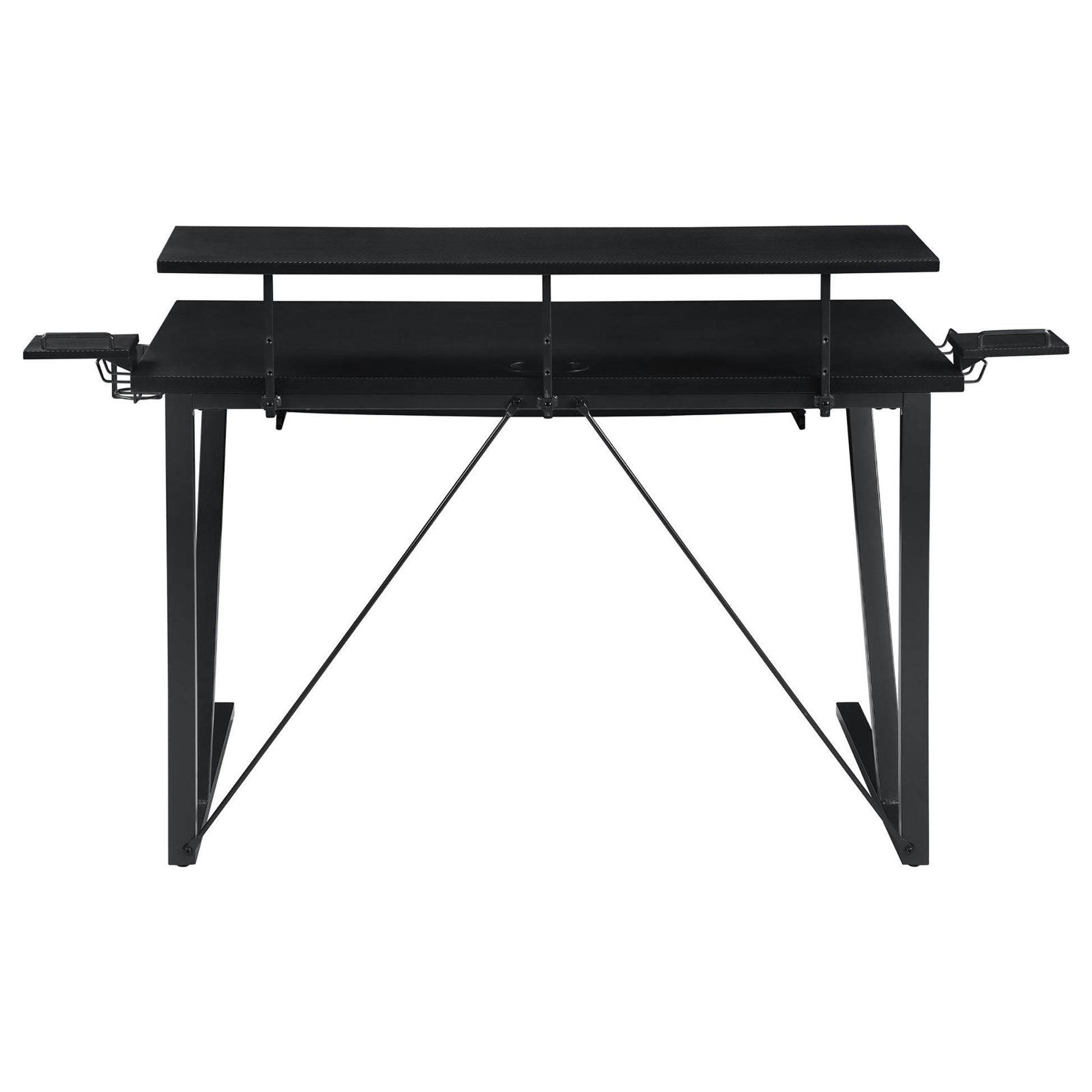 Black and Gunmetal Gaming Desk with Keyboard Tray - Free Shipping - Aurelia Clothing