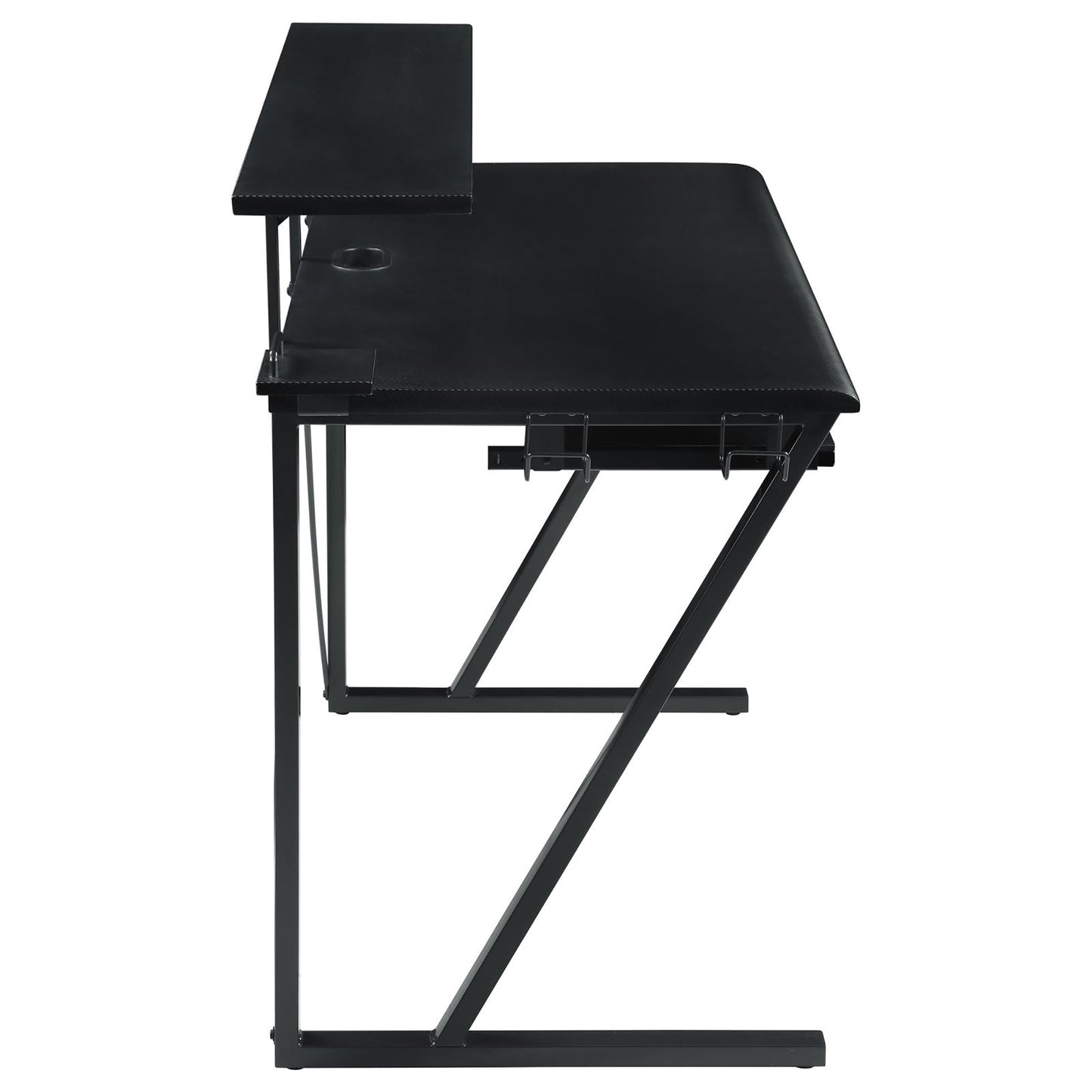 Black and Gunmetal Gaming Desk with Keyboard Tray - Free Shipping - Aurelia Clothing