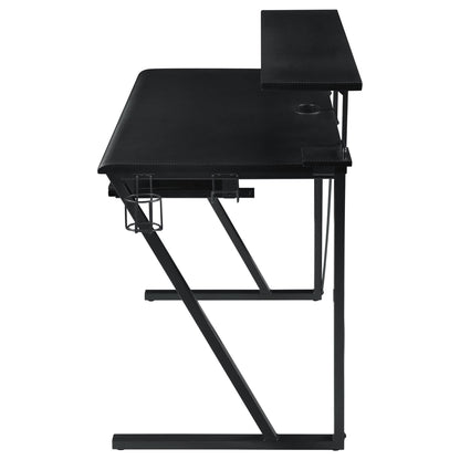 Black and Gunmetal Gaming Desk with Keyboard Tray - Free Shipping - Aurelia Clothing