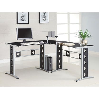 Black and Silver 3-Piece Office Desk Set - Free Shipping - Aurelia Clothing