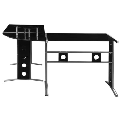 Black and Silver 3-Piece Office Desk Set - Free Shipping - Aurelia Clothing