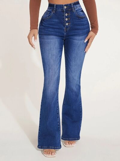 Button Fly Bootcut Womens Jeans with Pockets - Aurelia Clothing