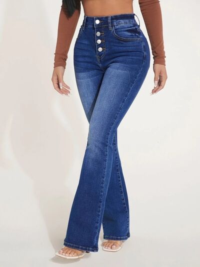 Button Fly Bootcut Womens Jeans with Pockets - Aurelia Clothing