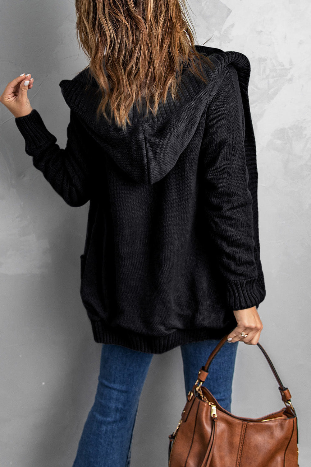 Button Front Hooded Cardigan with Pockets - Aurelia Clothing