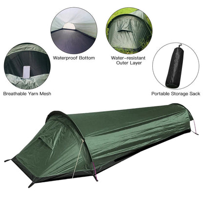 Camping Single Person Tent Ultralight Compact Outdoor Sleeping Bag Tent Larger Space Waterproof Backpacking Tent Cover Hiking - Free Shipping - Aurelia Clothing