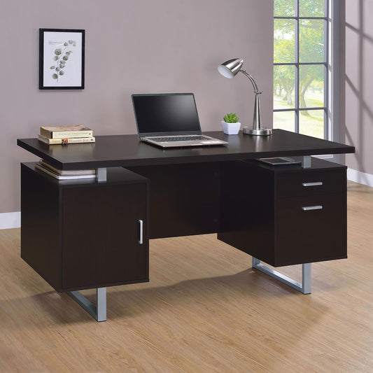 Cappuccino 2-drawer Floating Top Office Desk - Free Shipping - Aurelia Clothing