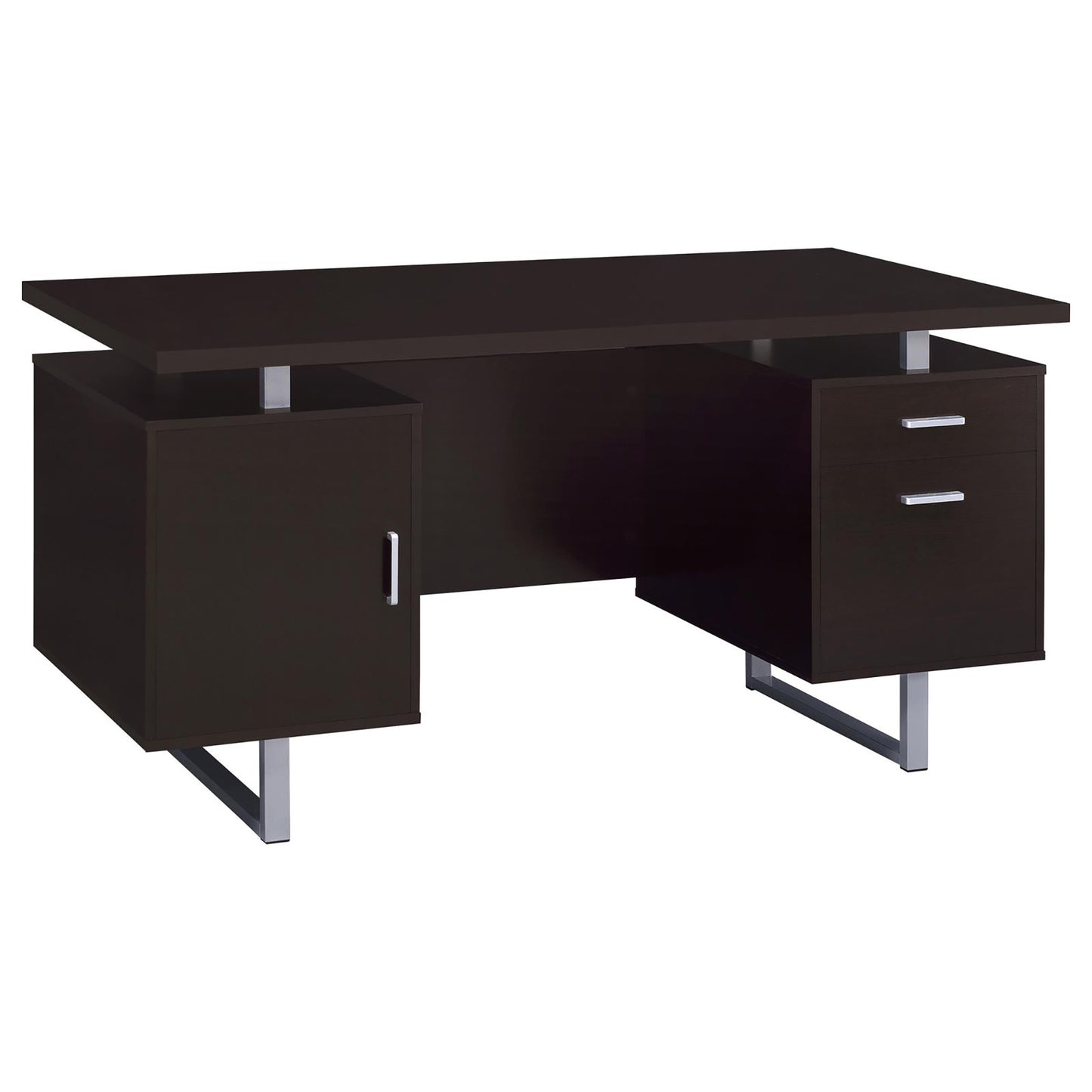 Cappuccino 2-drawer Floating Top Office Desk - Free Shipping - Aurelia Clothing