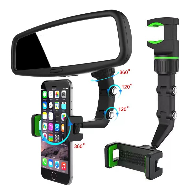 Car Phone Holder Multifunctional 360 Degree Rotatable Auto Rearview Mirror Seat Hanging Clip Bracket Cell Phone Holder for Car - Free Shipping - Aurelia Clothing