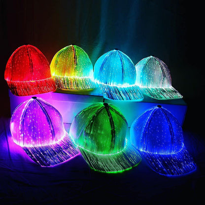 Christmas Gift LED Optical Fiber Luminous Hat Black And White Luminous Hat Outdoor LED Baseball Cap - Free Shipping - Aurelia Clothing