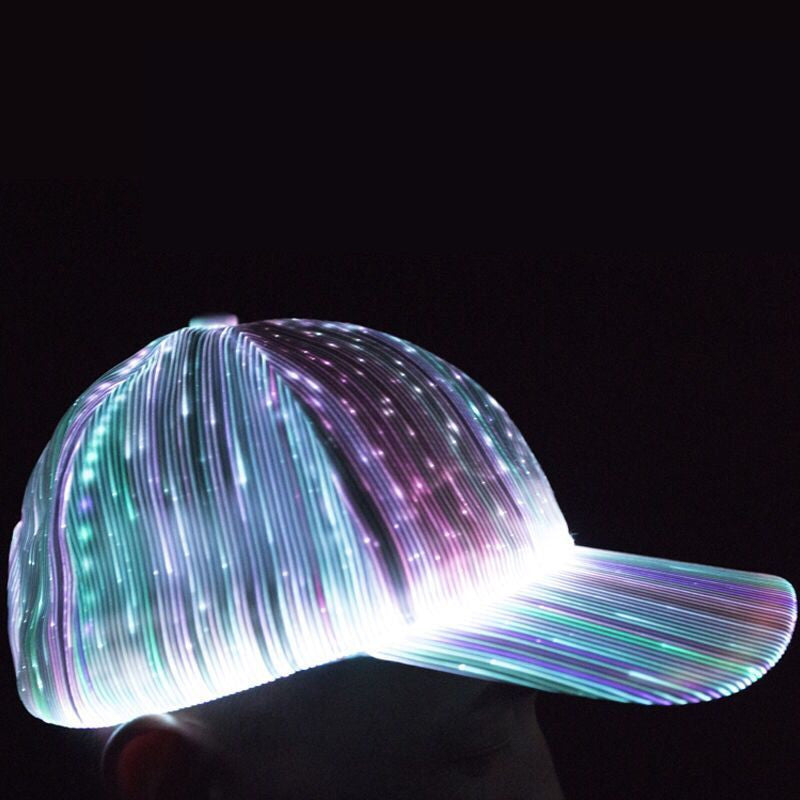 Christmas Gift LED Optical Fiber Luminous Hat Black And White Luminous Hat Outdoor LED Baseball Cap - Free Shipping - Aurelia Clothing