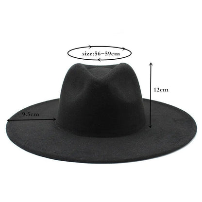 Classical Wide Brim Fedora Hat Black white Wool Hats Men Women Crushable Winter Hat Derby Wedding Church Jazz Hats - Free Shipping - Aurelia Clothing