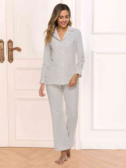 Collared Neck Loungewear Set with Pocket - Aurelia Clothing