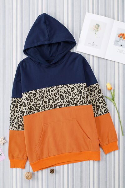 Color Block Dropped Shoulder Hoodie - Aurelia Clothing