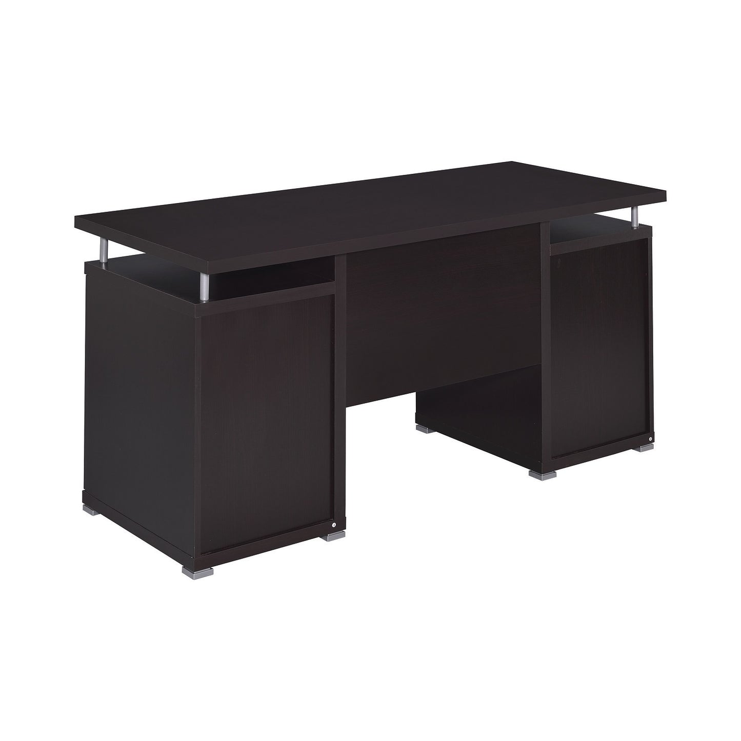 Computer Desk with 2 Drawers and Cabinet in Cappuccino - Free Shipping - Aurelia Clothing
