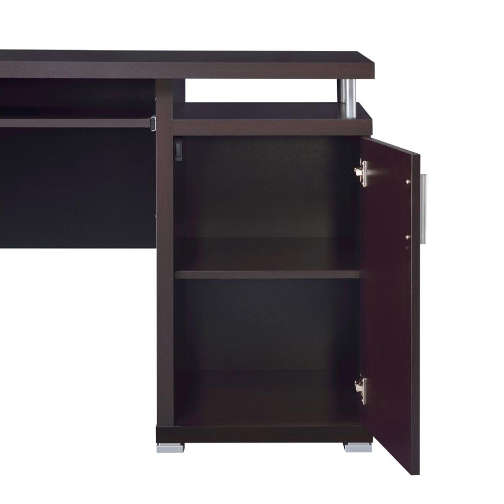 Computer Desk with 2 Drawers and Cabinet in Cappuccino - Free Shipping - Aurelia Clothing