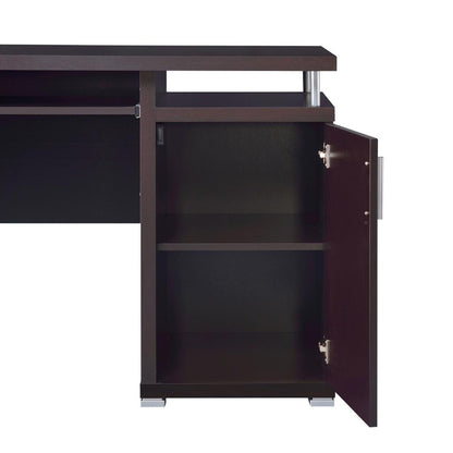 Computer Desk with 2 Drawers and Cabinet in Cappuccino - Free Shipping - Aurelia Clothing