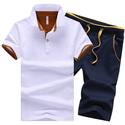 Cotton Mens Sets Summer Button Polo Shirts Sets Turn Down Mens Shorts 4XL Men Clothes 2 Piece Set Elastic Waist Shorts - Free Shipping - Aurelia Clothing