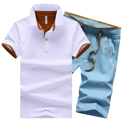 Cotton Mens Sets Summer Button Polo Shirts Sets Turn Down Mens Shorts 4XL Men Clothes 2 Piece Set Elastic Waist Shorts - Free Shipping - Aurelia Clothing