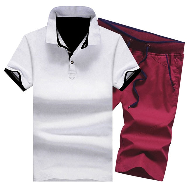 Cotton Mens Sets Summer Button Polo Shirts Sets Turn Down Mens Shorts 4XL Men Clothes 2 Piece Set Elastic Waist Shorts - Free Shipping - Aurelia Clothing