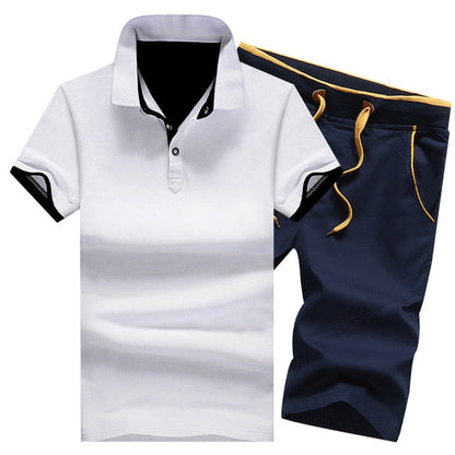 Cotton Mens Sets Summer Button Polo Shirts Sets Turn Down Mens Shorts 4XL Men Clothes 2 Piece Set Elastic Waist Shorts - Free Shipping - Aurelia Clothing