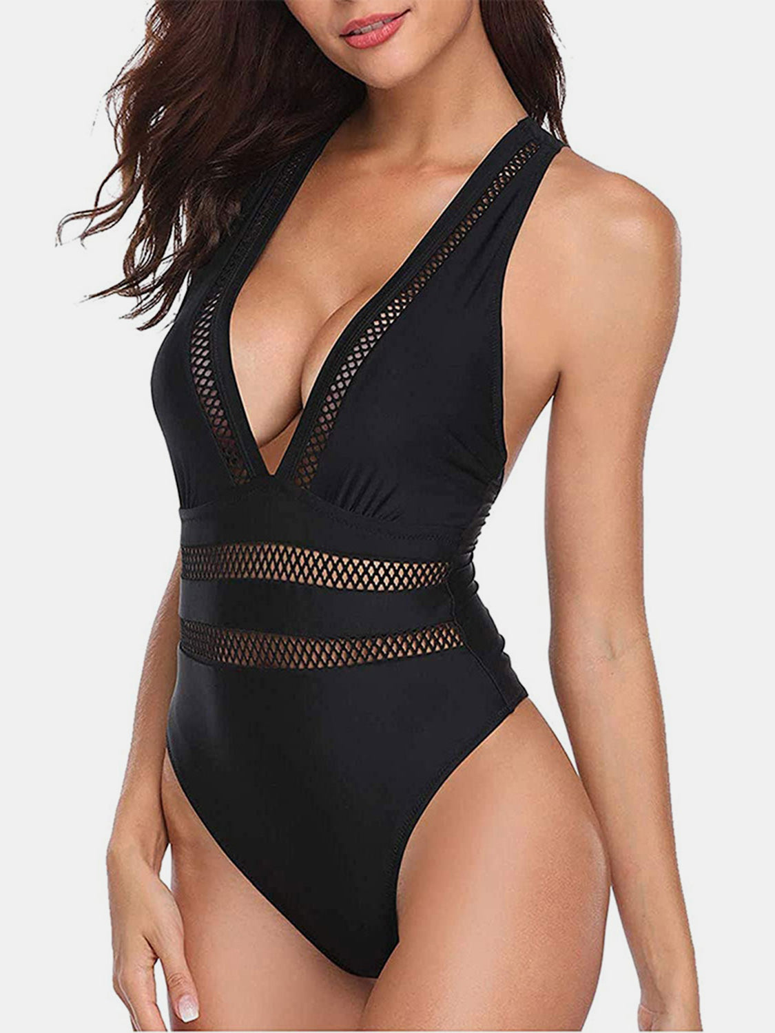 Crisscross Plunge Wide Strap One-Piece Swimwear - Aurelia Clothing