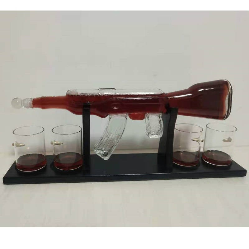 Crystal Glass AK47 Rifle Gun Whiskey Wine Glass Decanter With 4 Whiskey Glasses Set For Liquor,Whiskey,Vodka,Brandy - Free Shipping - Aurelia Clothing