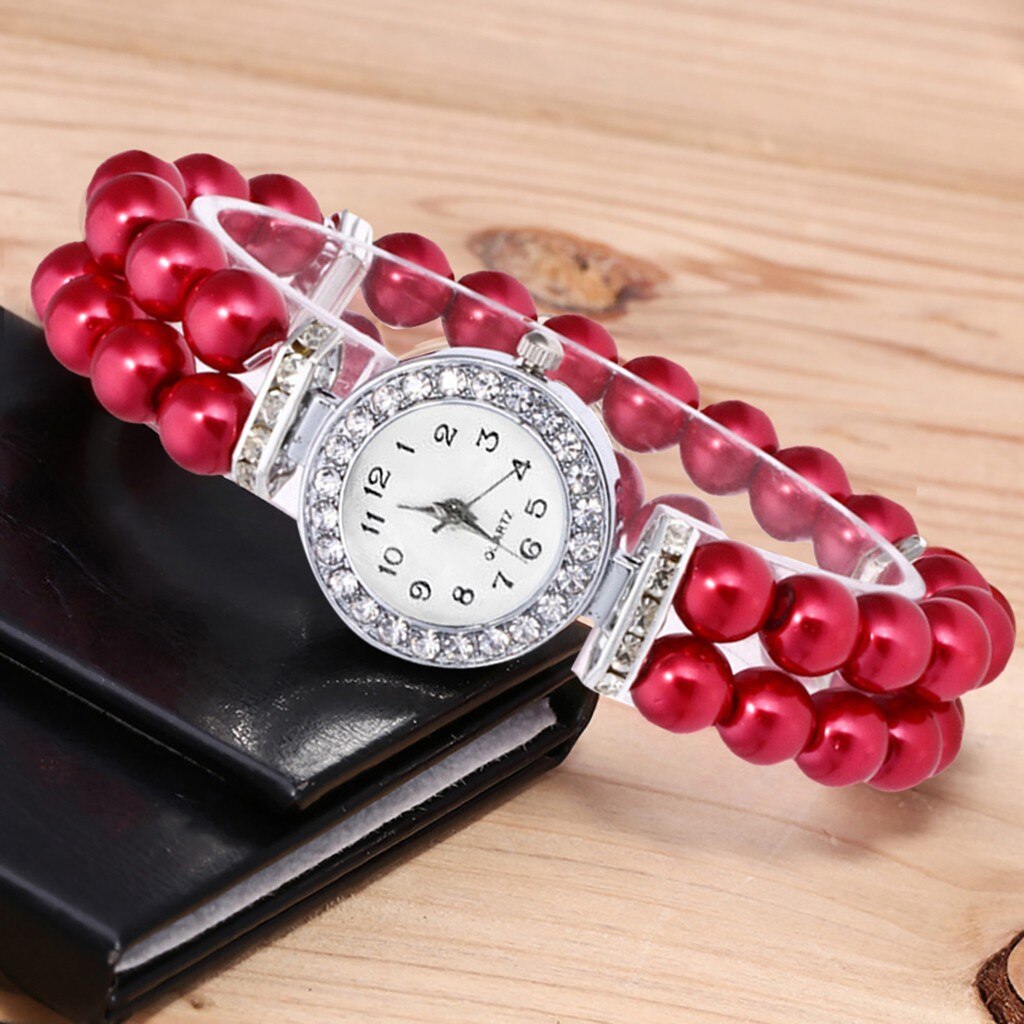 Crystal Watch Fashion Women Watch Pearl String Watch Strap Quartz Bracelet Watch models Female Clock Ladies damenuhr reloj mujer - Free Shipping - Aurelia Clothing